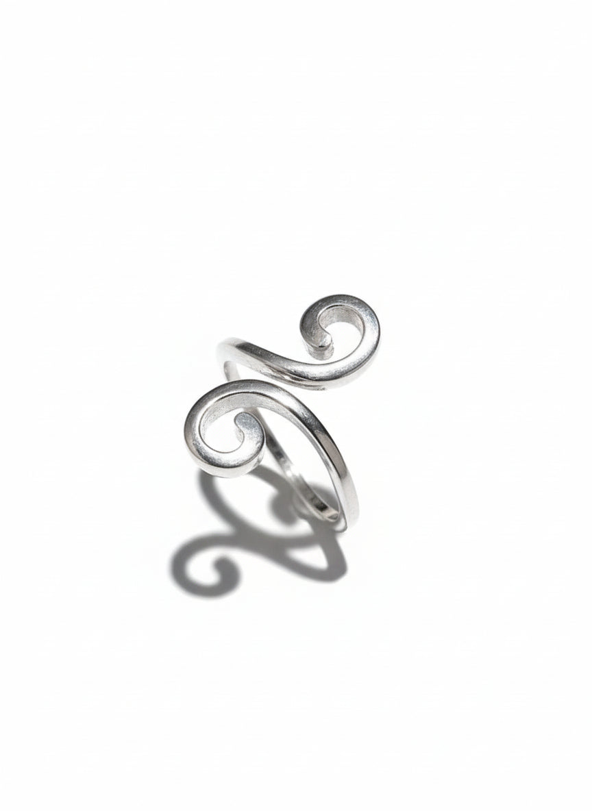 Sterling Silver 925 Spiral Minimalist Adjustable Ring - view 3