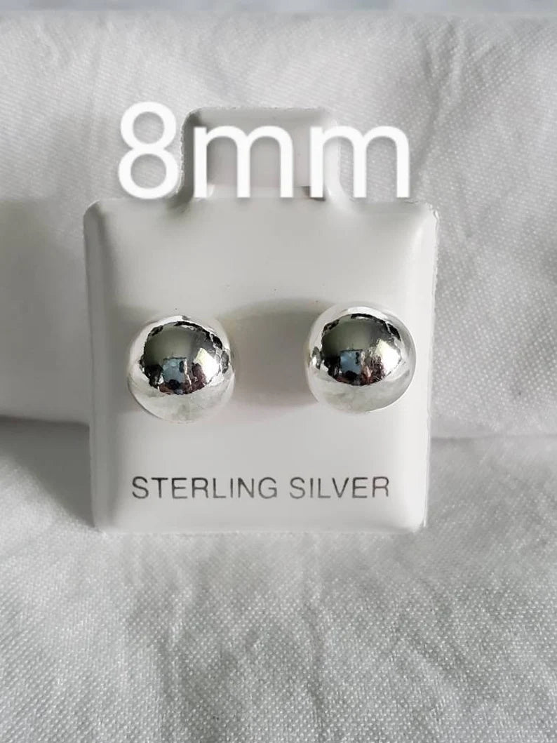 Sterling Silver 925 Dainty Simple Round Stud Earrings - view 8