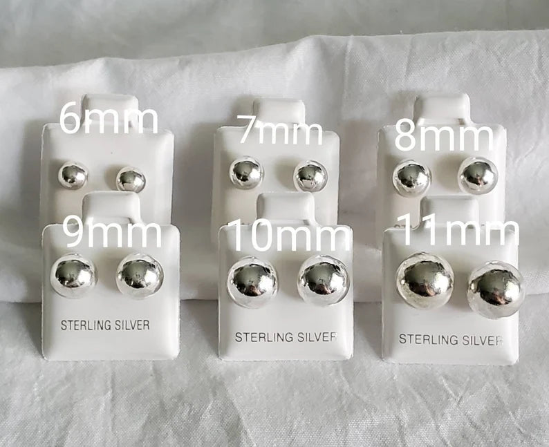 Sterling Silver 925 Dainty Simple Round Stud Earrings - view 2