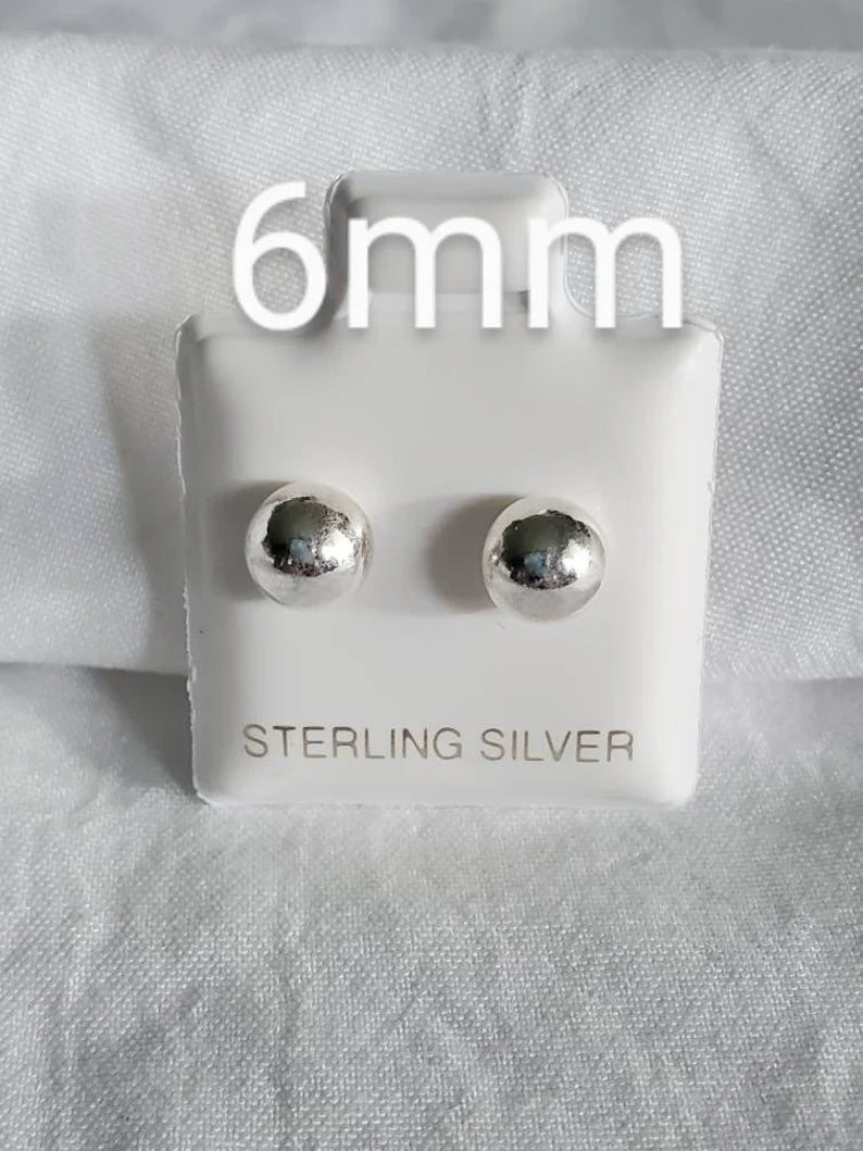 Sterling Silver 925 Dainty Simple Round Stud Earrings - view 7