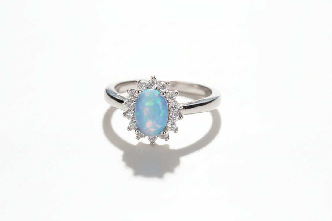 Dainty Blue Opal Ring