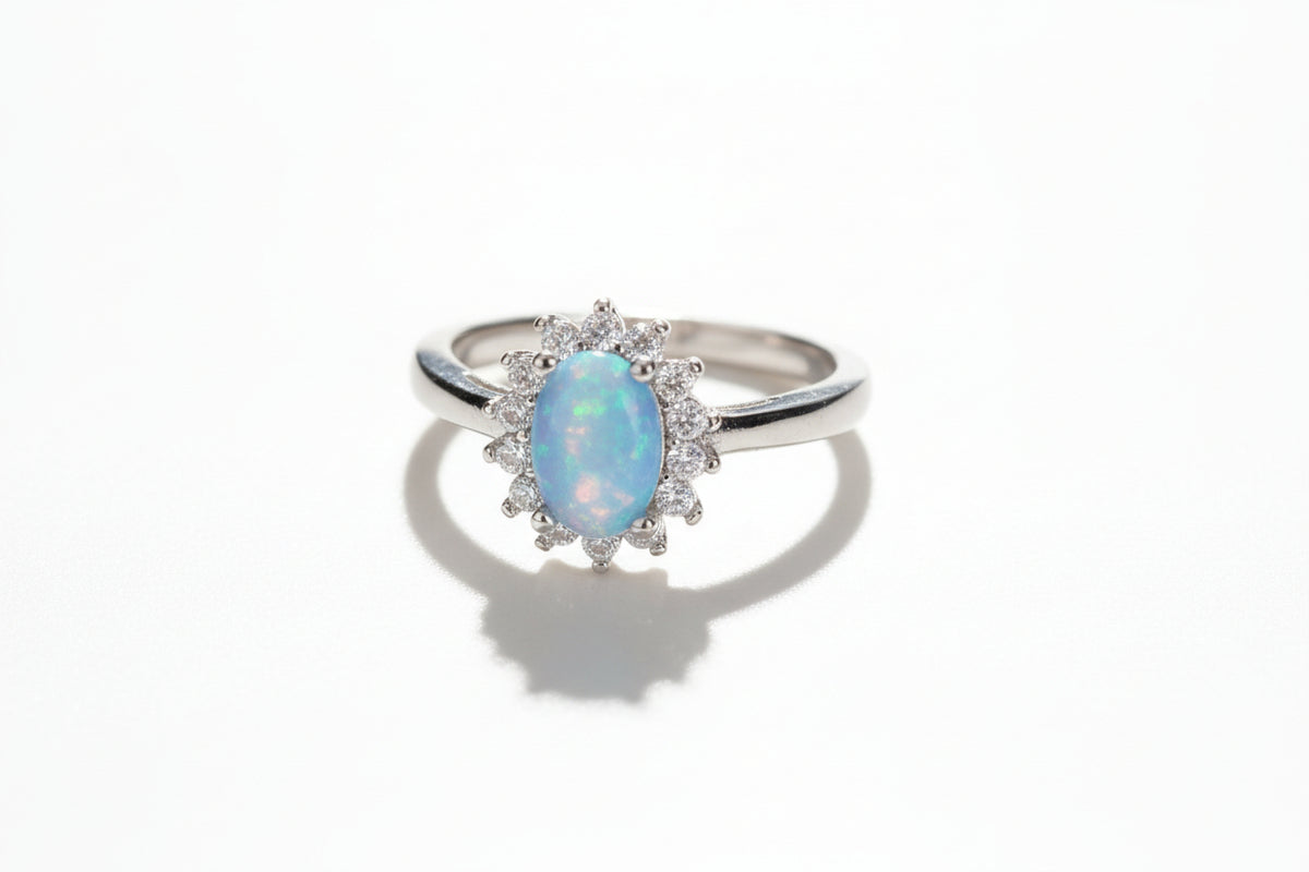 Dainty Blue Opal Ring