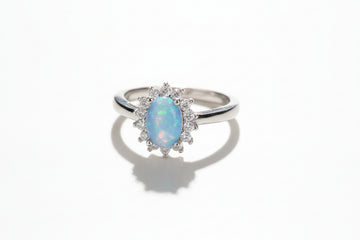 Dainty Blue Opal Ring