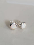 Sterling Silver White Rainbow Opal Sterling Silver Studs Size 4mm to 10mm - view 4