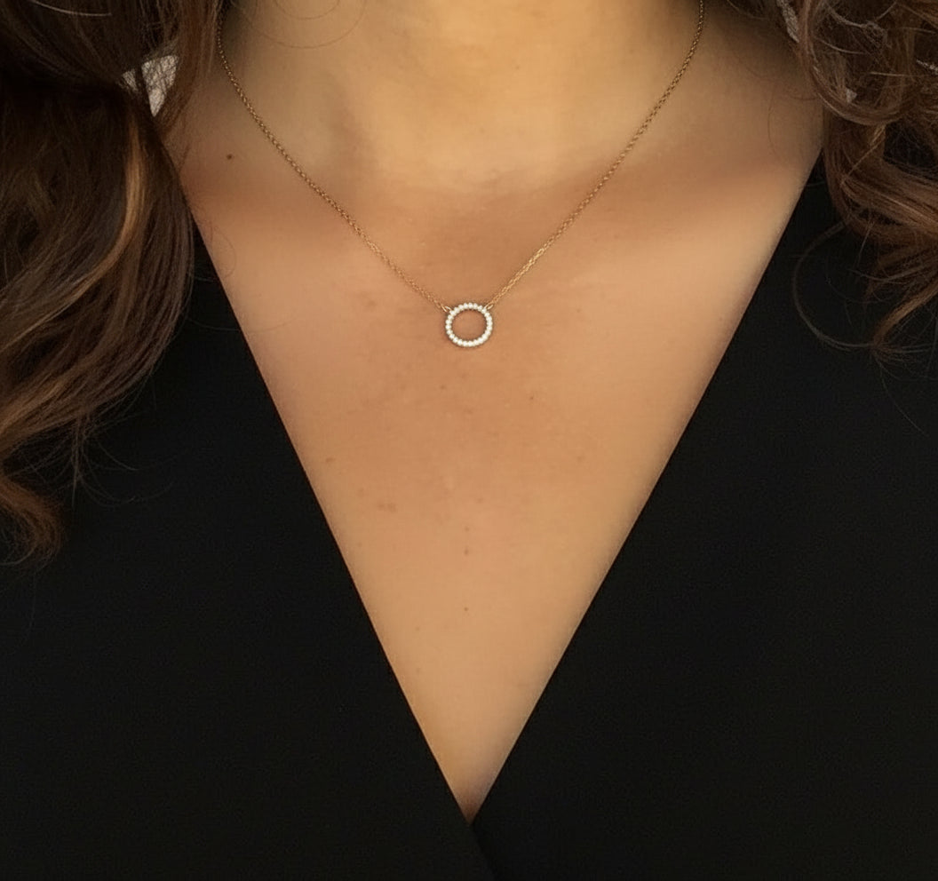 Sterling Silver Halo Pendant Necklace - view 4