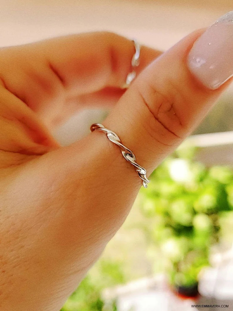 Sterling Silver Gold, Rose Gold or Silver 2mm Twisted Band - view 4
