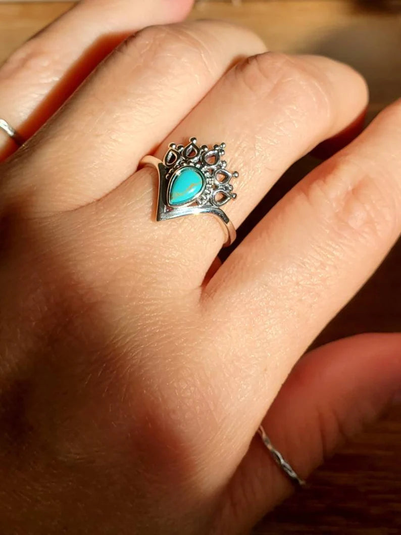 Turquoise Sterling Silver Mandala Ring - view 6