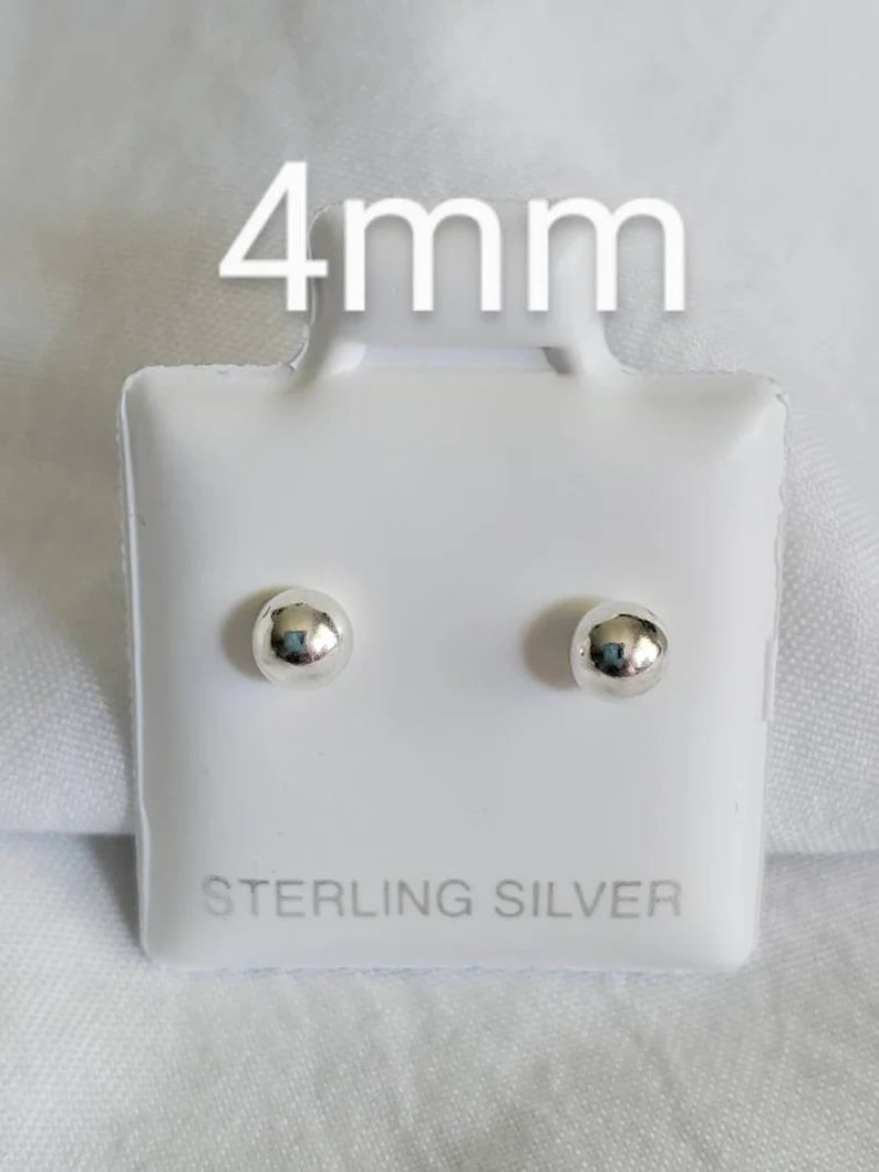 Sterling Silver 925 Dainty Simple Round Stud Earrings - view 5
