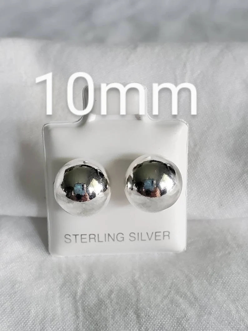 Sterling Silver 925 Dainty Simple Round Stud Earrings - view 9