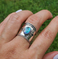 Concave Abalone Sterling Silver Ring - view 3