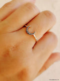 Sterling Silver Crescent Beaded Moon Ring - view 6