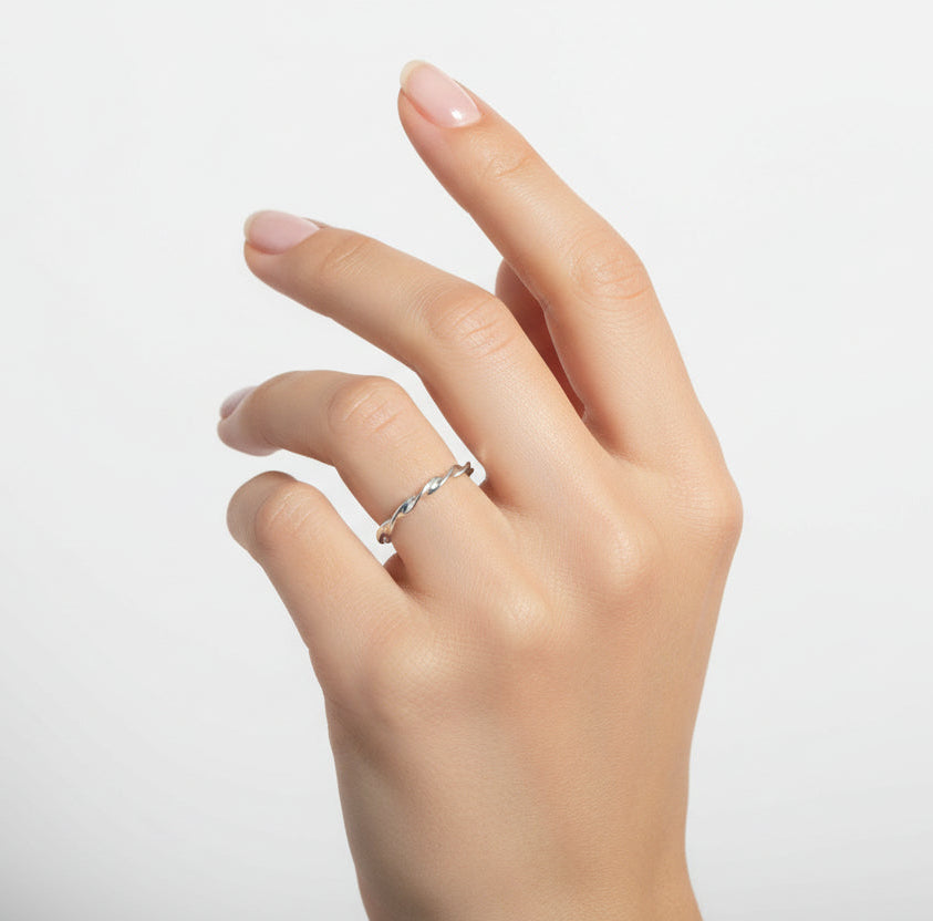 Sterling Silver Gold, Rose Gold or Silver 2mm Twisted Band - view 3