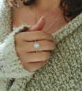 Sterling Silver Halo White Opal Promise Ring - view 2