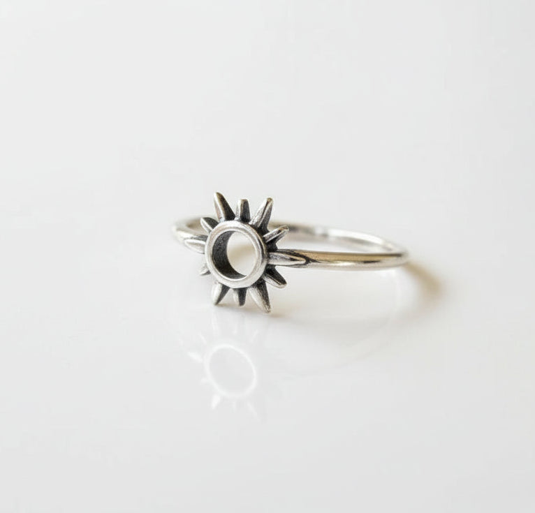 Sterling Silver Minimalist Sun Ring - view 3
