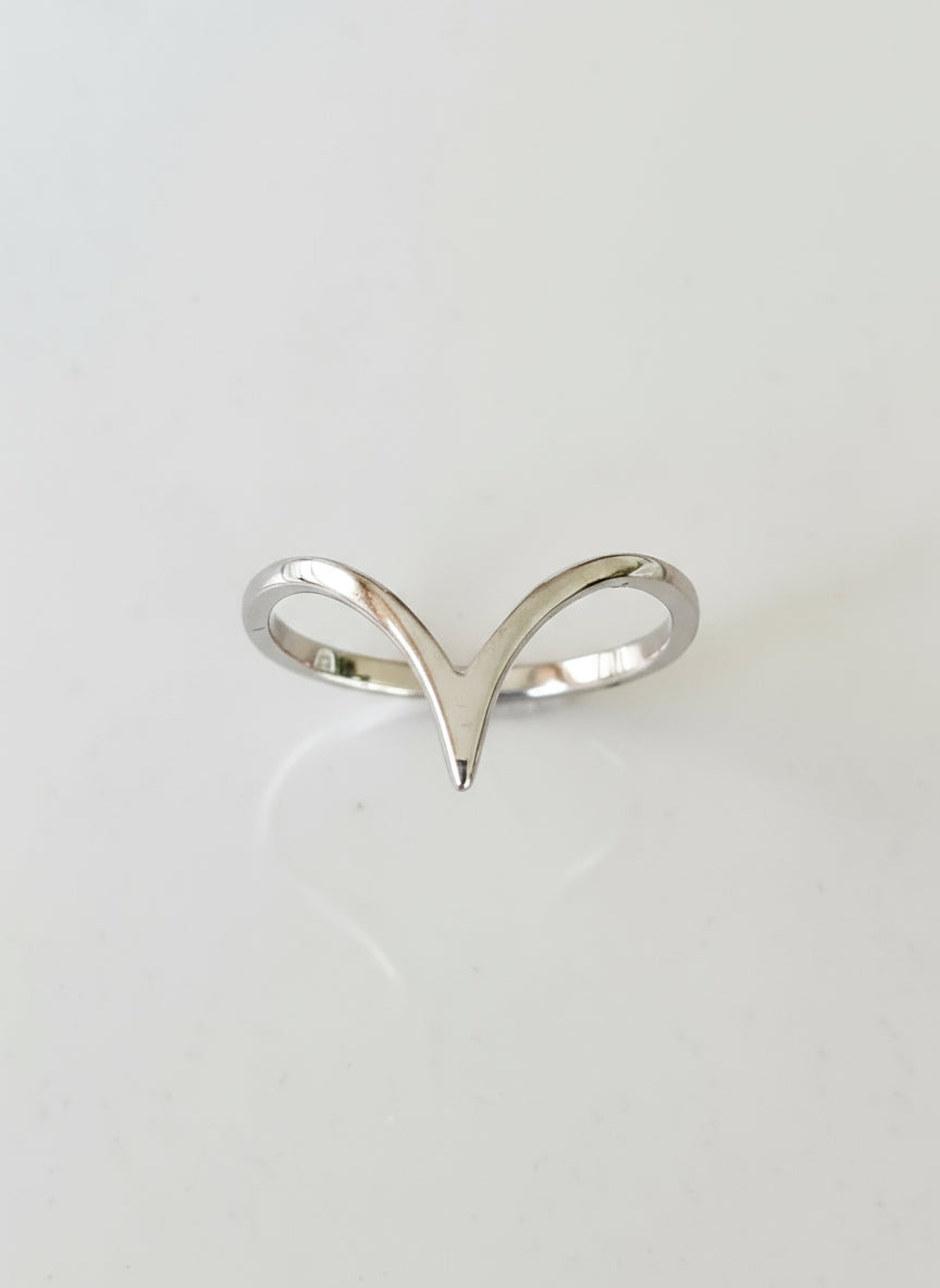 Sterling Silver Dainty Chevron Ring - view 3