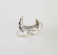 Sterling Silver Crescent Moon Mandala Ring - view 7