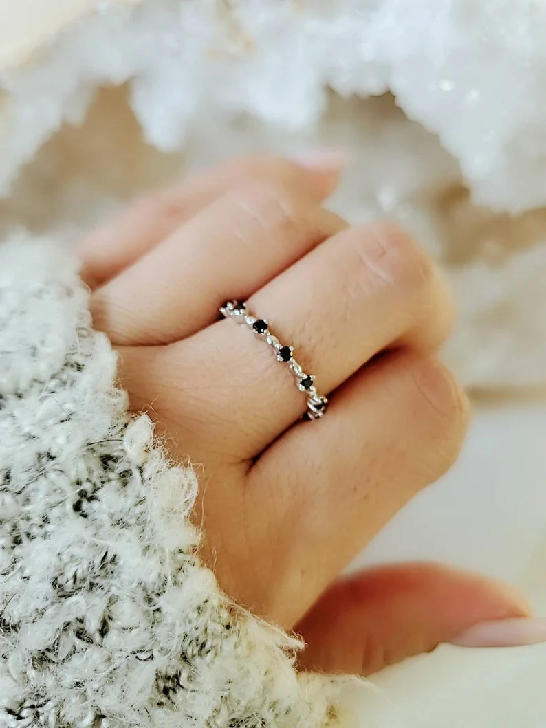 Sterling Silver 925 Black Onyx Eternity Ring