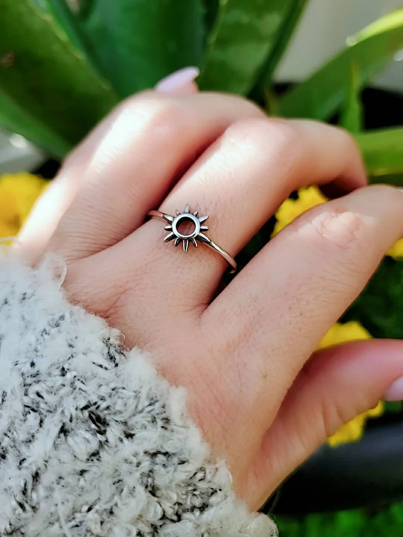 Sterling Silver Minimalist Sun Ring - view 6