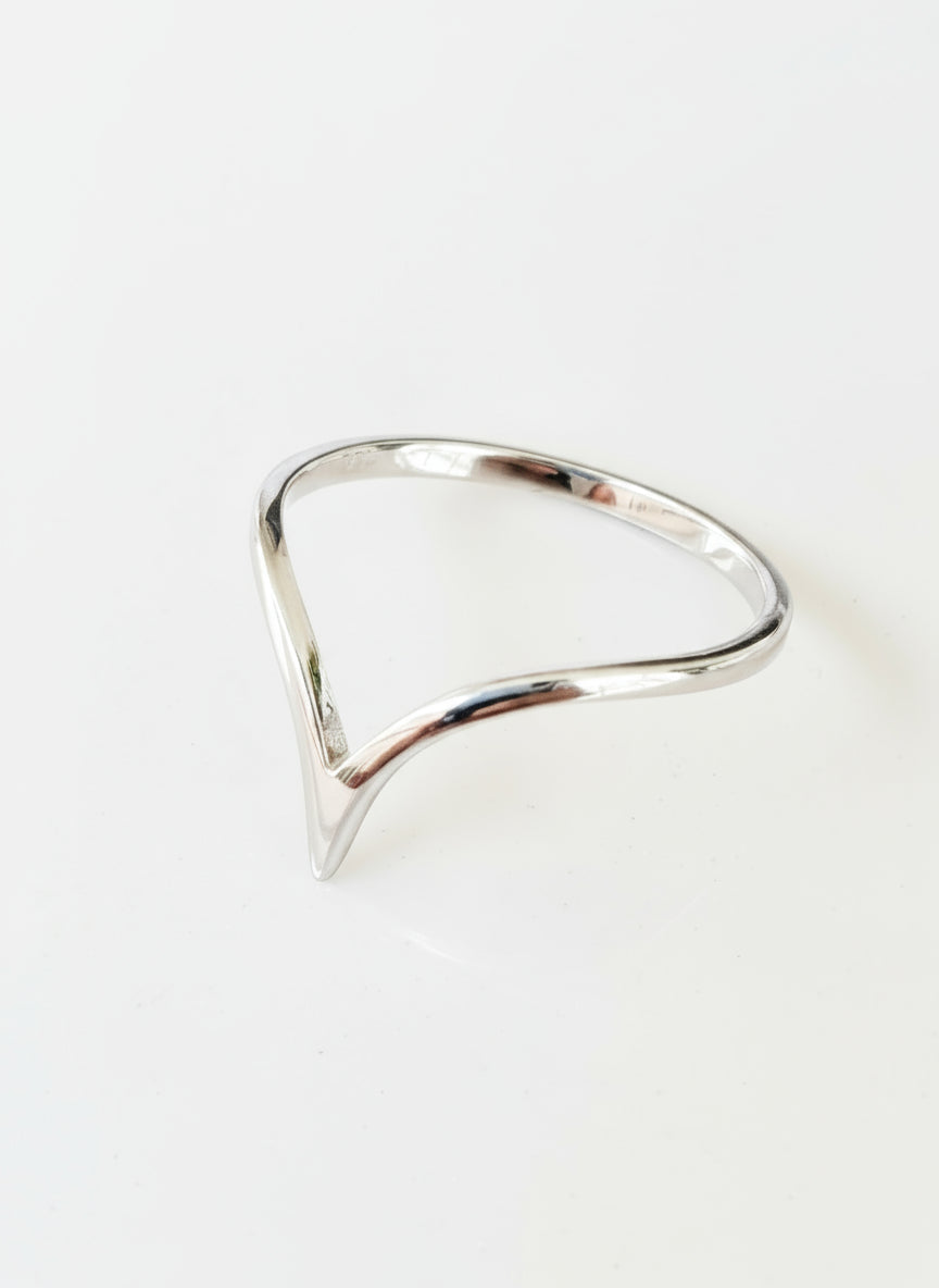 Sterling Silver Dainty Chevron Ring - view 5