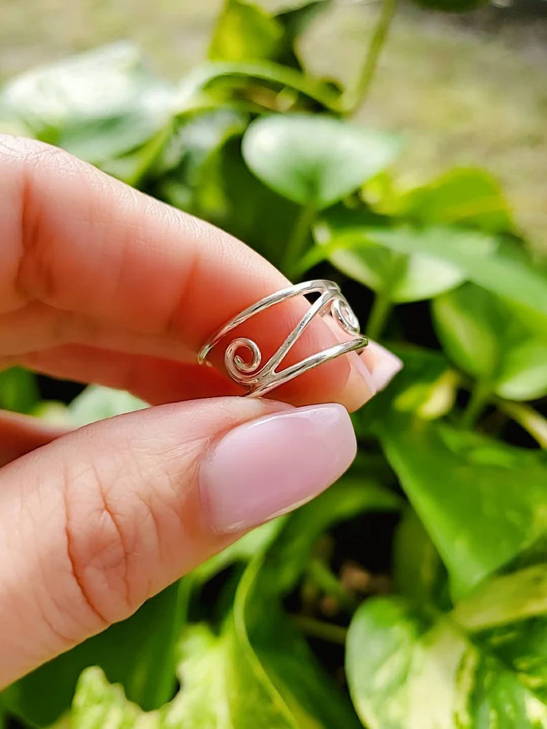 Sterling Silver Spiral Adjustable Ring - view 4