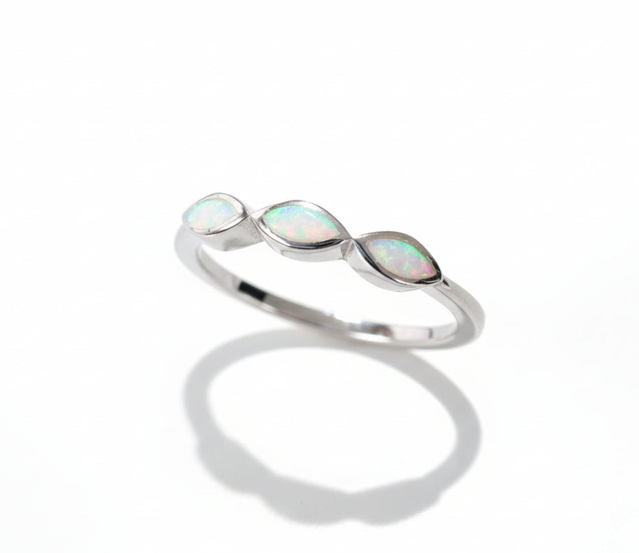 Sterling Silver Marquise White Opal Ring - view 5