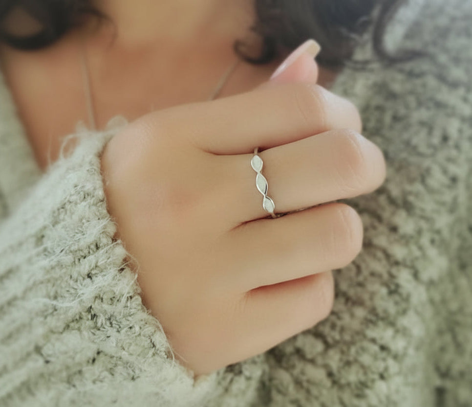 Sterling Silver Marquise White Opal Ring - view 6