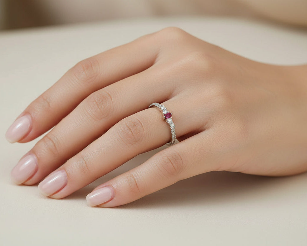 Sterling Silver Emerald Cut Garnet Ring - view 2