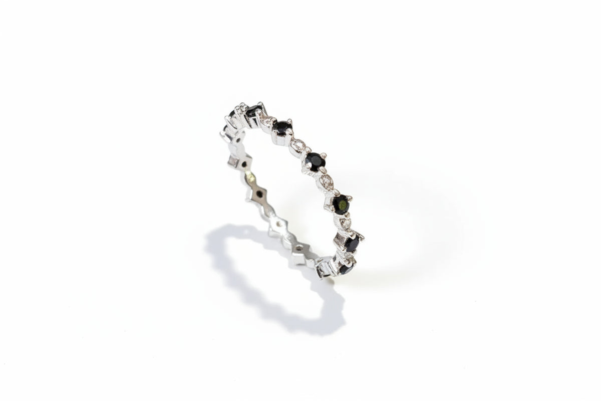 Sterling Silver 925 Black Onyx Eternity Ring