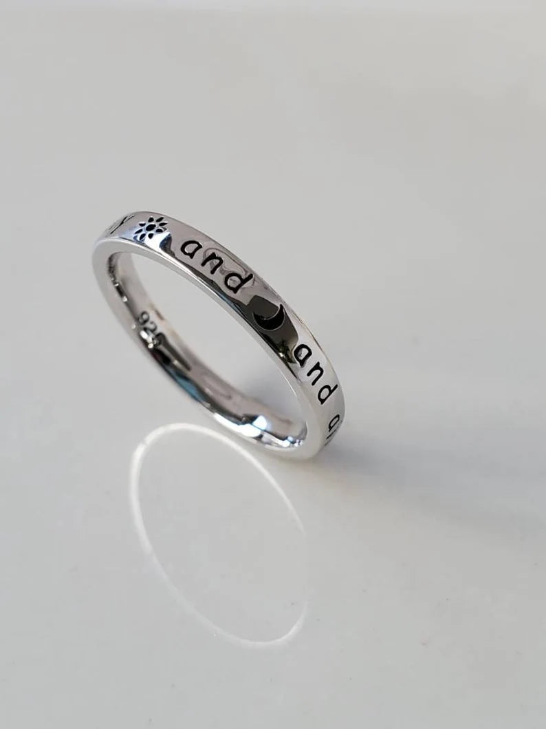 Sterling Silver Engraved "You Are My Sun And Moon And All My Stars" Ring - view 3
