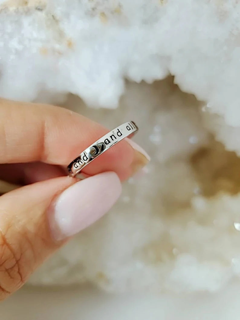 Sterling Silver Engraved "You Are My Sun And Moon And All My Stars" Ring - view 8