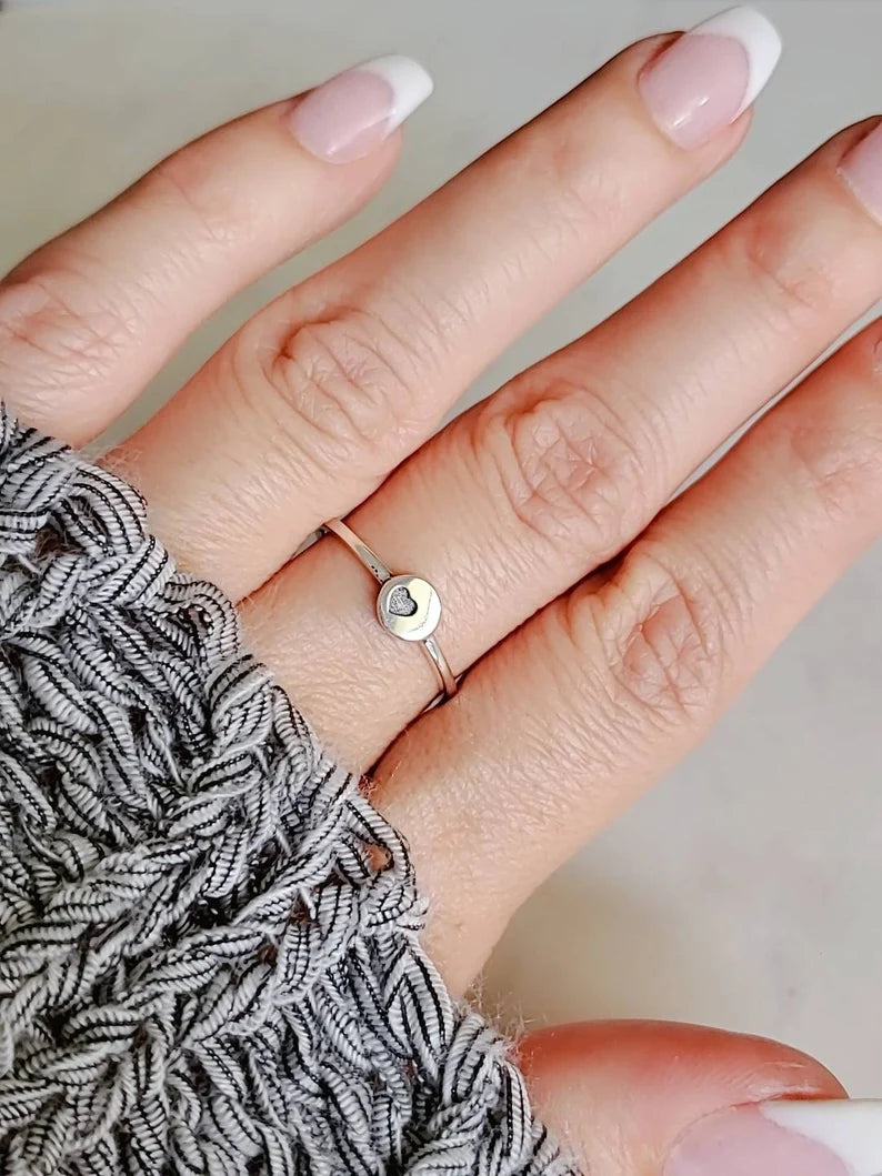 Sterling Silver Dainty Heart Ring - view 6