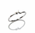 Sterling Dainty Crescent Moon & Star Silver Ring