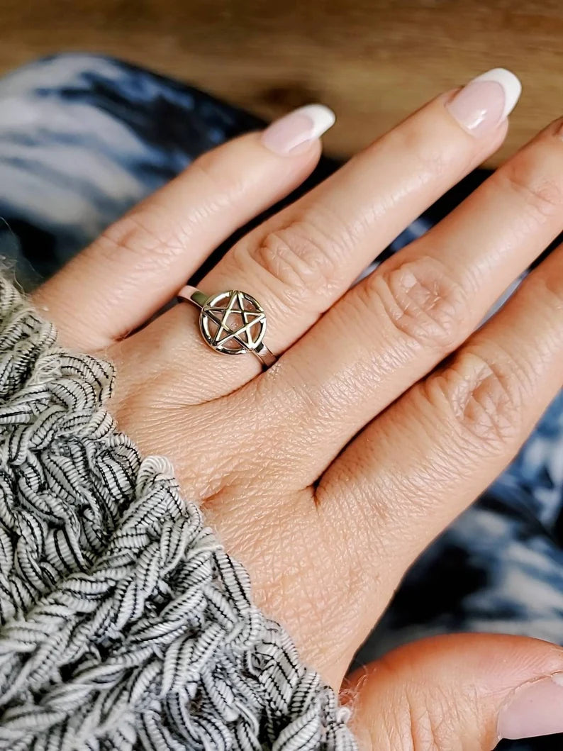 Sterling Silver Pentagram Star Ring - view 6