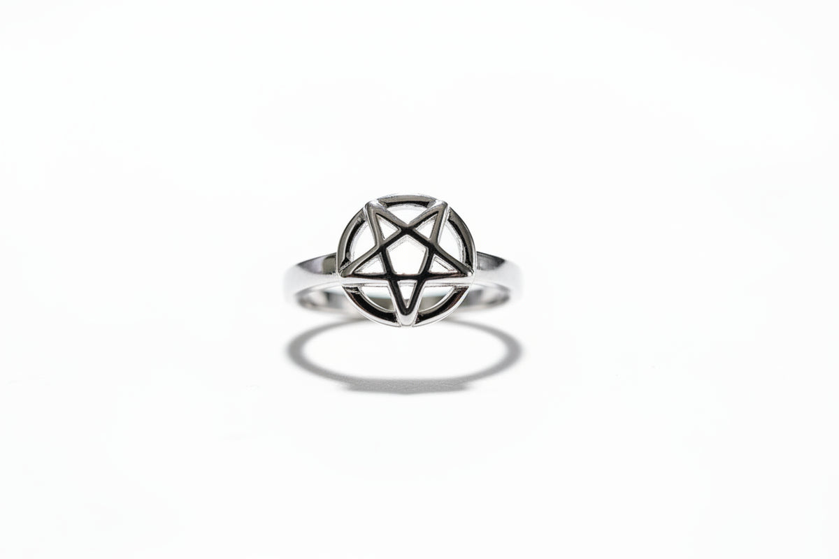 Sterling Silver Pentagram Star Ring - view 3