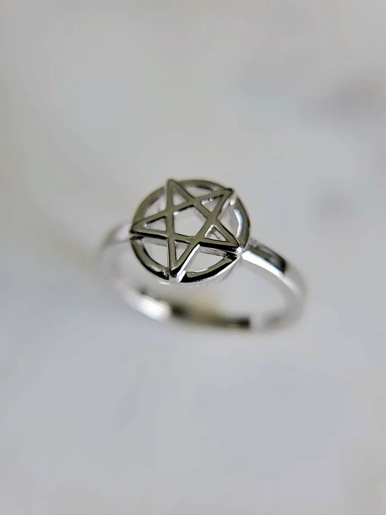Sterling Silver Pentagram Star Ring - view 5