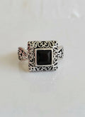 Sterling Silver Bali Square Onyx Ring - view 3