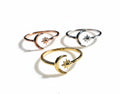 Sterling Silver Thin Crescent Moon Star Ring - view 8
