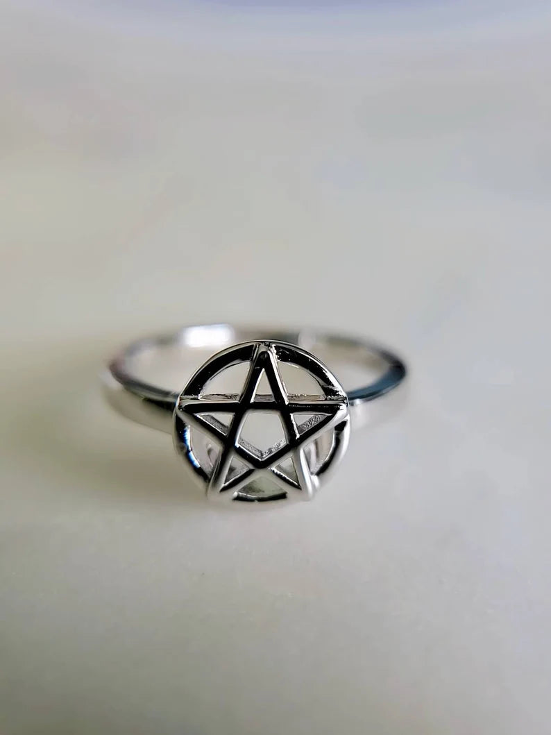Sterling Silver Pentagram Star Ring - view 9
