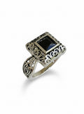 Sterling Silver Bali Square Onyx Ring