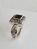 Sterling Silver Bali Square Onyx Ring - view 9
