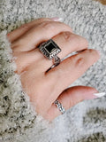 Sterling Silver Bali Square Onyx Ring - view 5