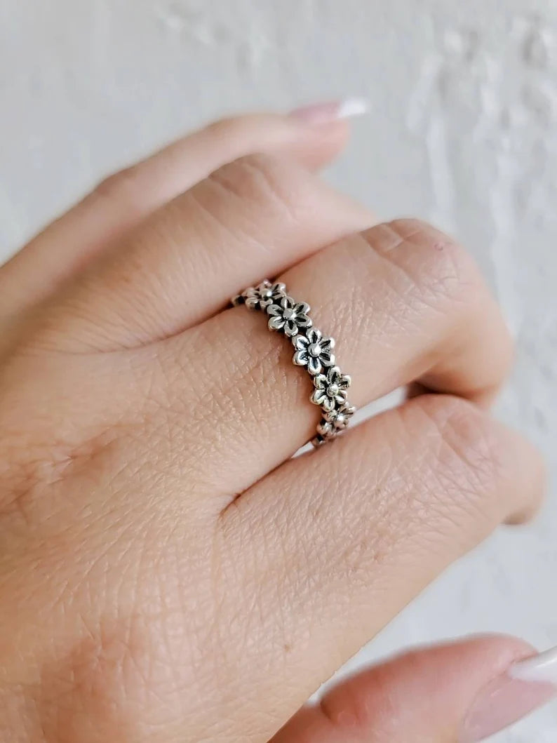 Sterling Silver Eternity Flower Ring - view 5