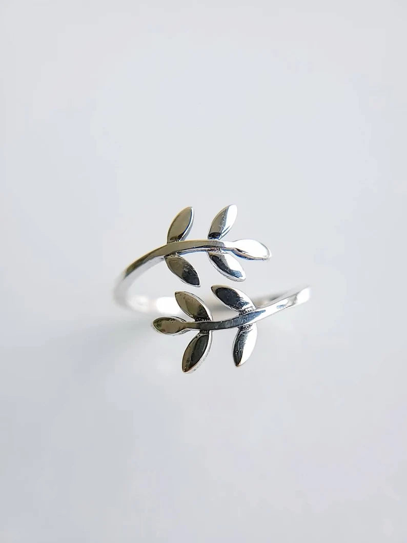 Sterling Silver Leaf Wraparound Ring - view 7
