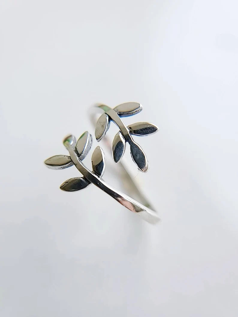 Sterling Silver Leaf Wraparound Ring - view 4