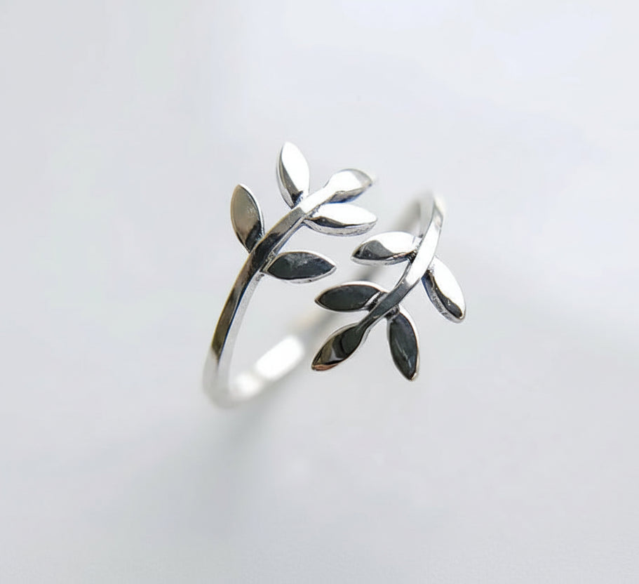 Sterling Silver Leaf Wraparound Ring