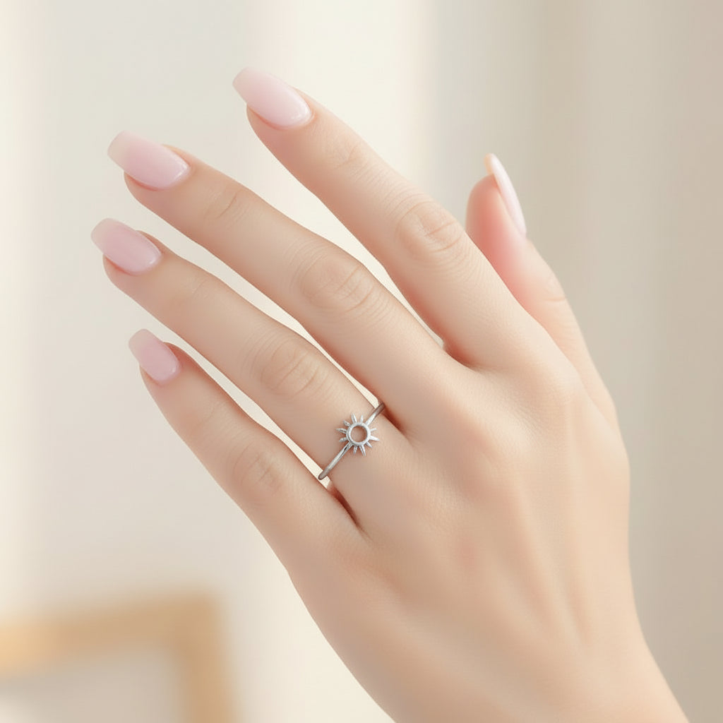 Sterling Silver Minimalist Sun Ring - view 2