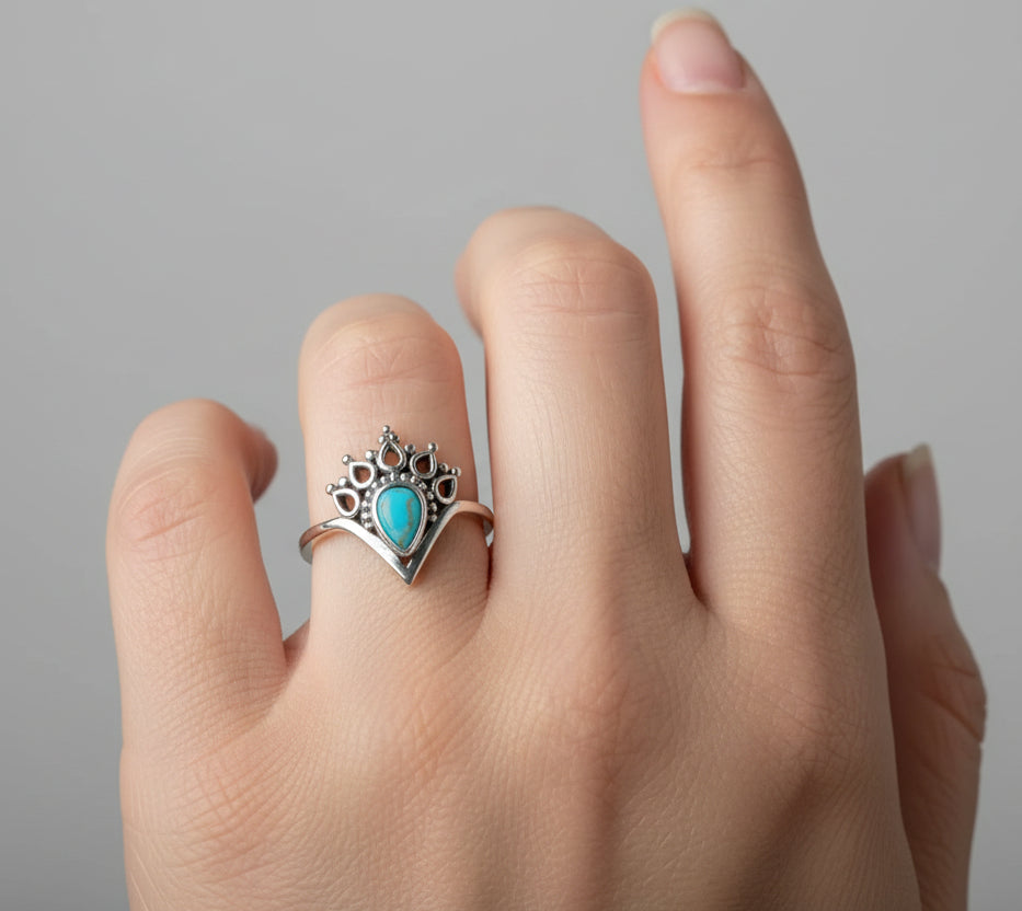 Turquoise Sterling Silver Mandala Ring