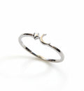Sterling Dainty Crescent Moon & Star Silver Ring - view 3