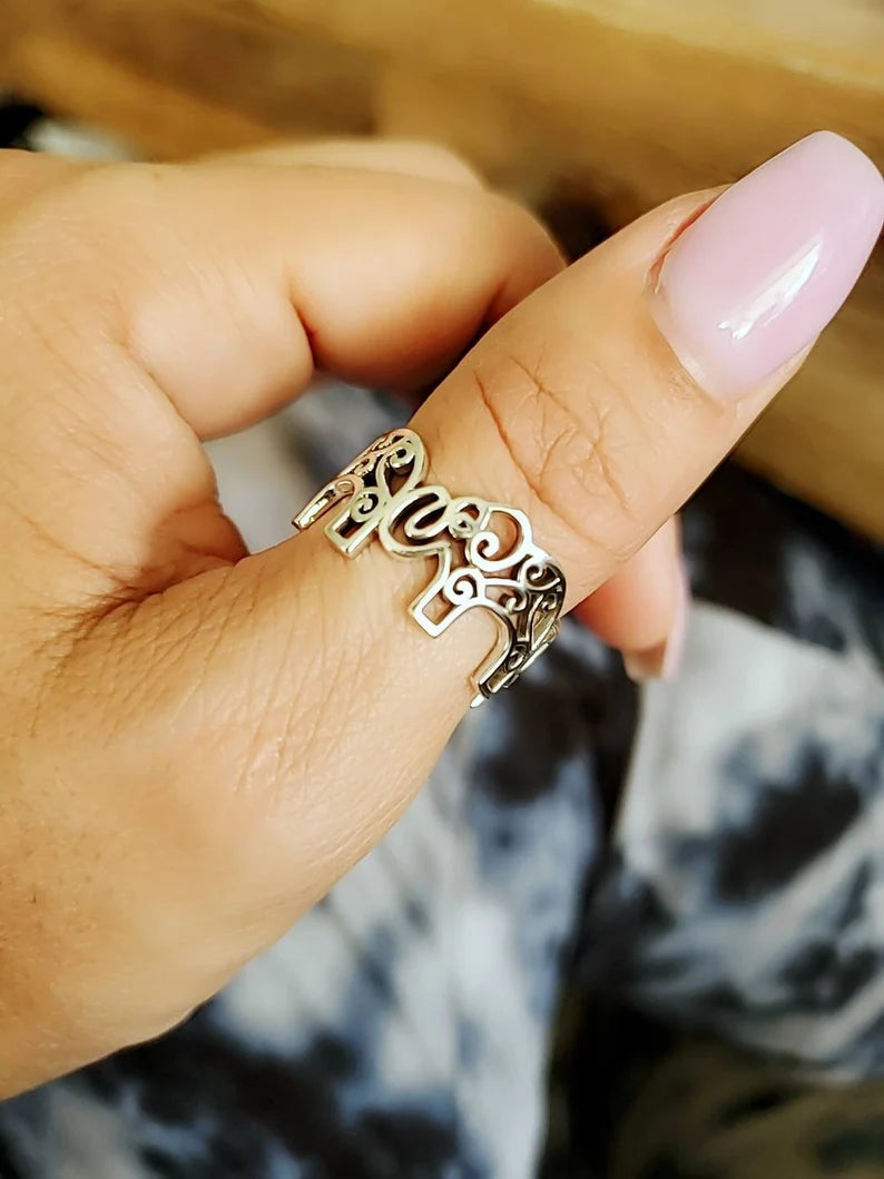Elephant Mandala Sterling Silver Ring - view 3