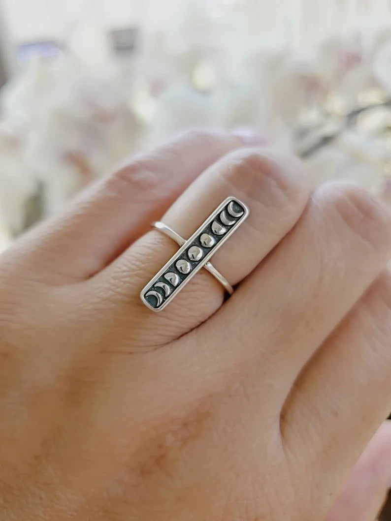 Moon Phases Sterling Silver Ring - view 4